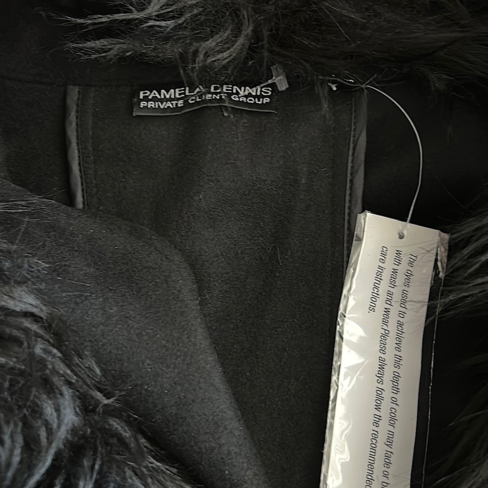 Pamela Dennis NWT Black Long Sleeve Fur Trimmed Collar Jacket Coat **Sz L**🌸🌸 - Picture 4 of 4